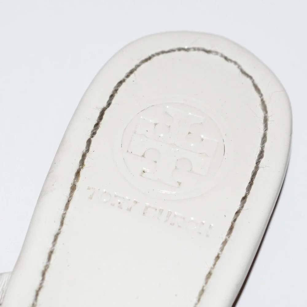 Tory Burch White Leather Miller Sandals